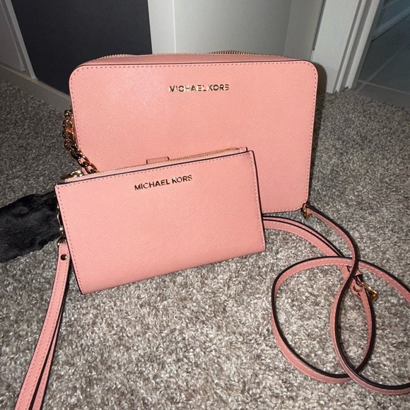 Michael Kors Handbags - Michael Kors Blush Crossbody Bag and Wallet Set